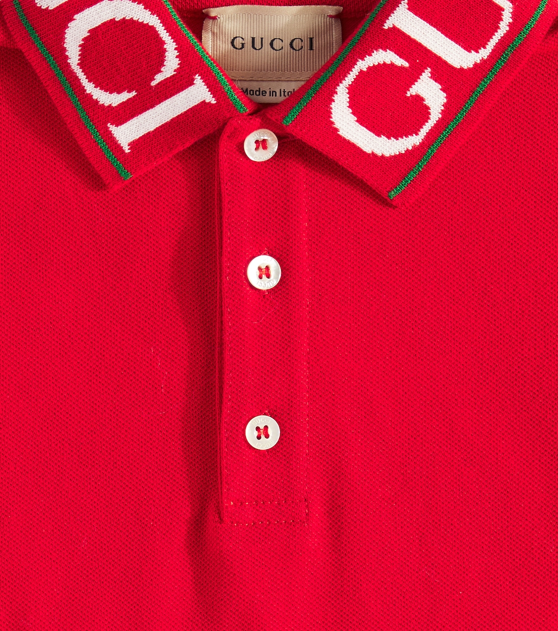 Logo cotton-blend piqué polo shirt in red - Gucci Kids