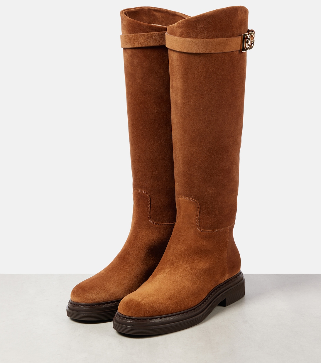 Logo suede knee-high boots | Dolce&Gabbana