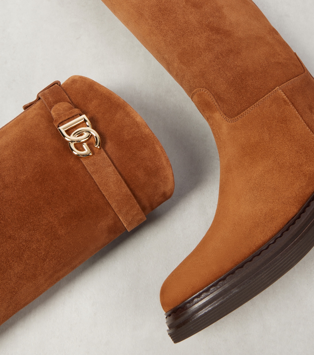 Logo suede knee-high boots | Dolce&Gabbana