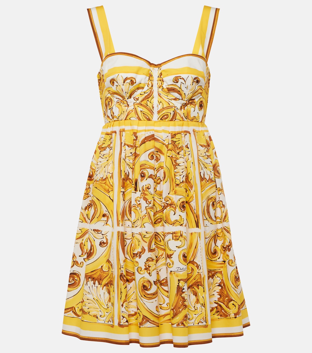Majolica cotton poplin minidress in yellow Dolce Gabbana Mytheresa
