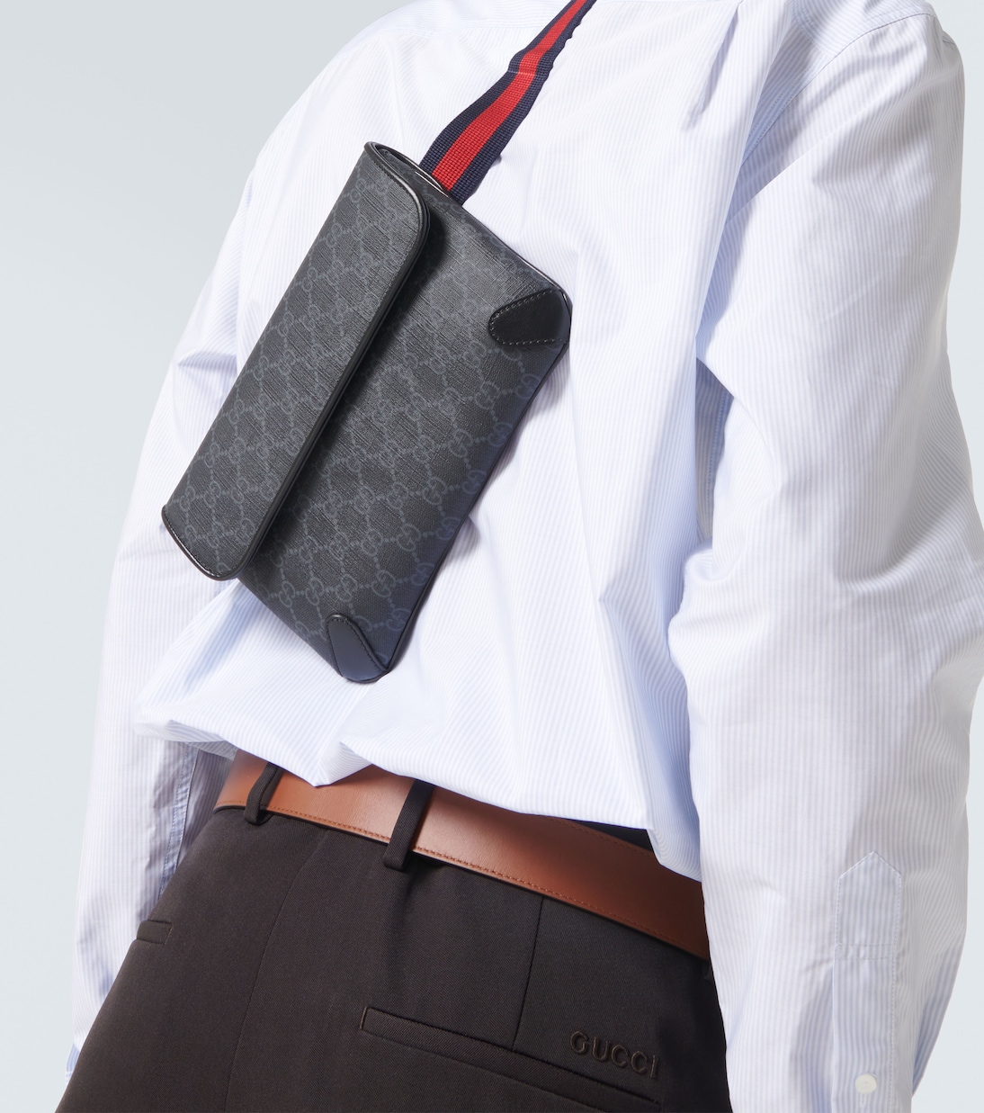 Web Stripe GG Canvas leather-trimmed belt bag | Gucci