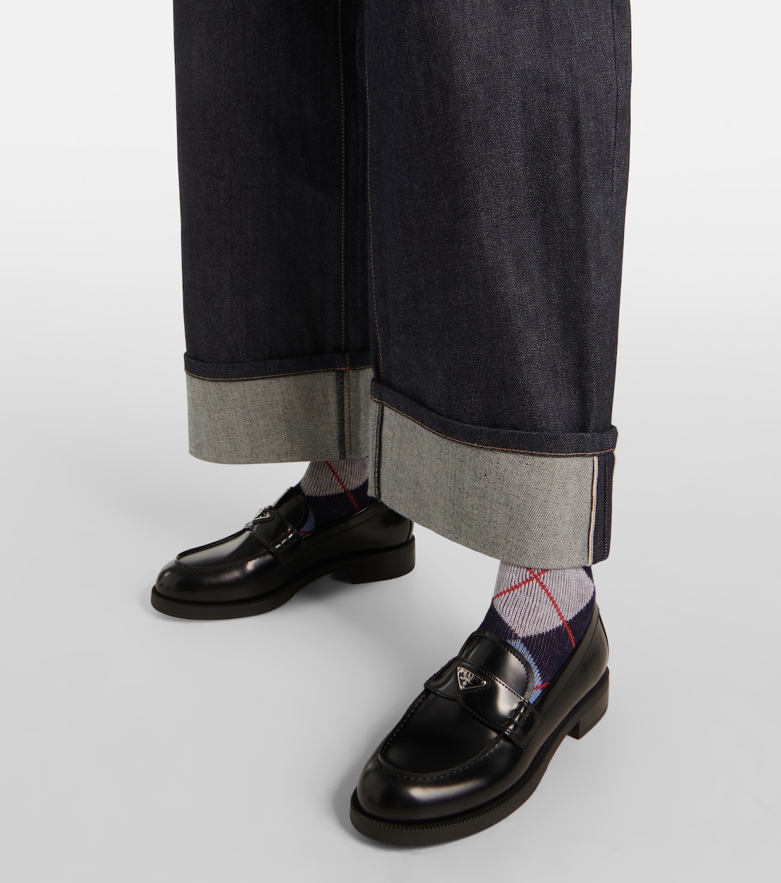 Mocassins en cuir à logo | Prada