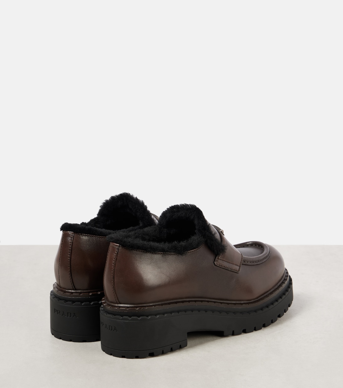 Loafers aus Leder mit Shearling | Prada