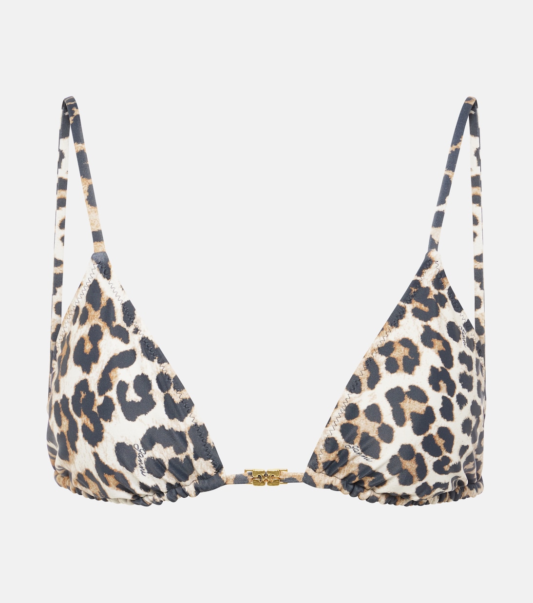 Leopard-print triangle bikini top | Ganni