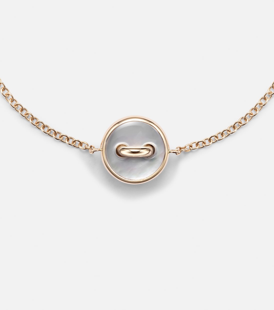 Pom Pom Dot 18kt rose gold chain bracelet with white diamonds and mother of pearl | Pomellato