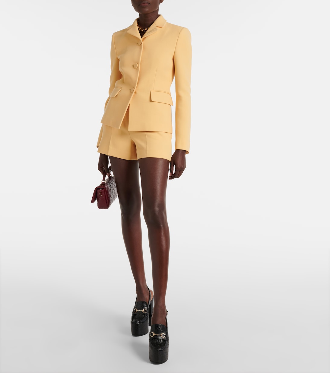 Horsebit GG debossed leather loafer pumps | Gucci
