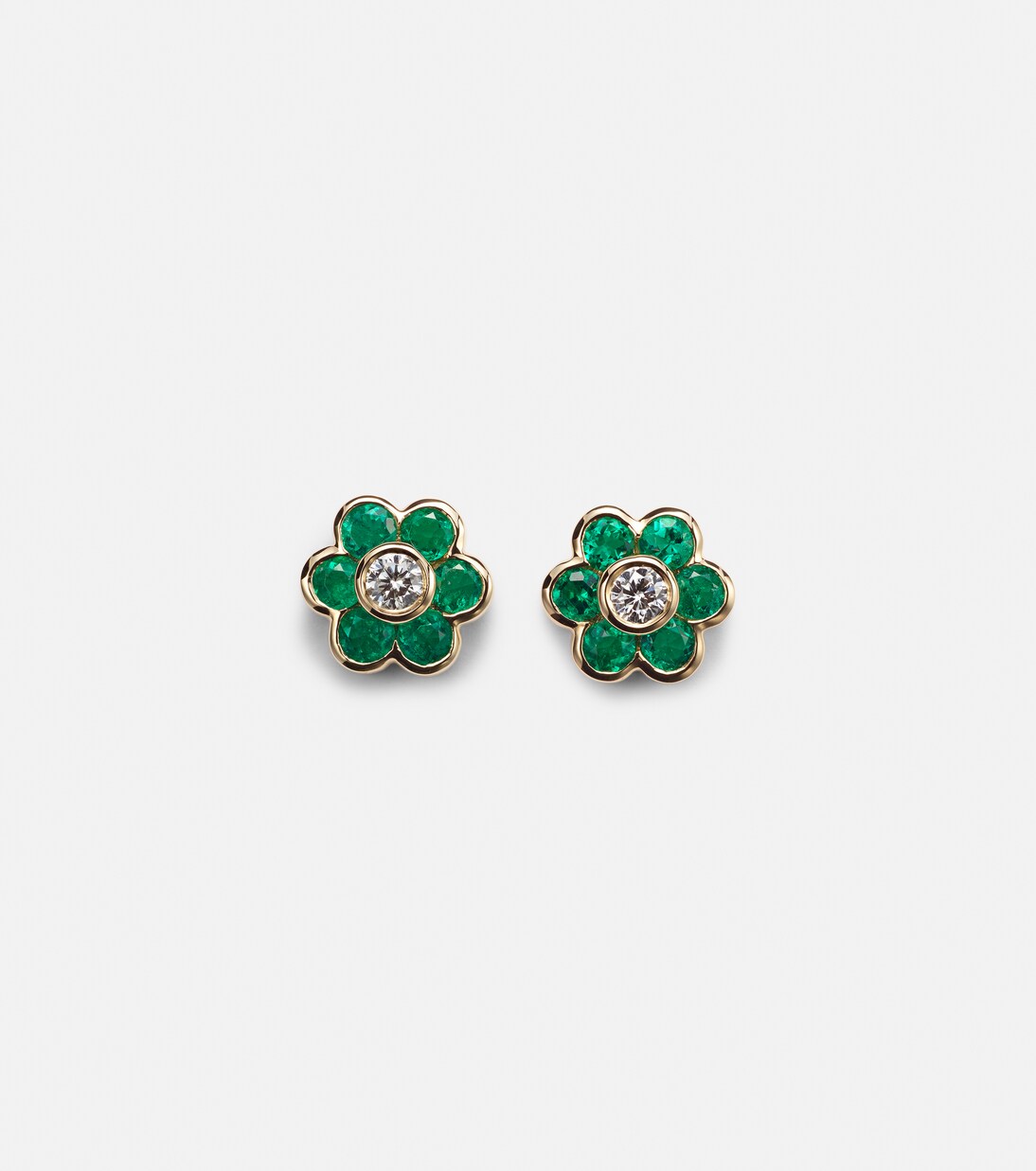 Orecchini in oro 18kt ANITA KO Flora con smeraldi e diamanti per uno stile giovane e raffinato
