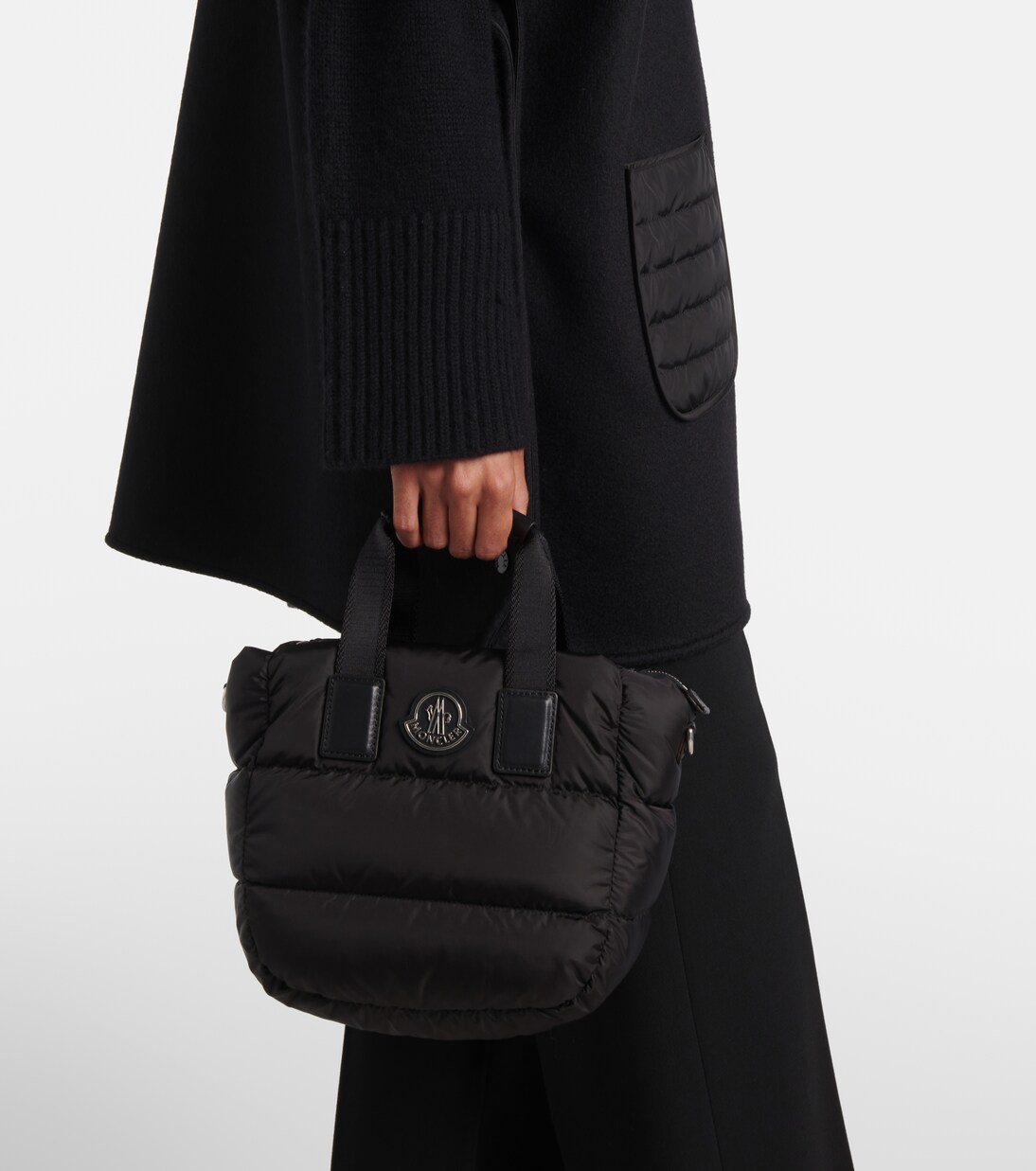 Caradoc Mini leather trimmed tote bag in black Moncler Mytheresa