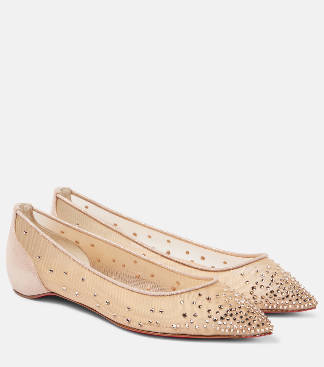 Scarpe ballerina in mesh con strass firmate Christian Louboutin - Modello Follies per uno stile giovane e glamour