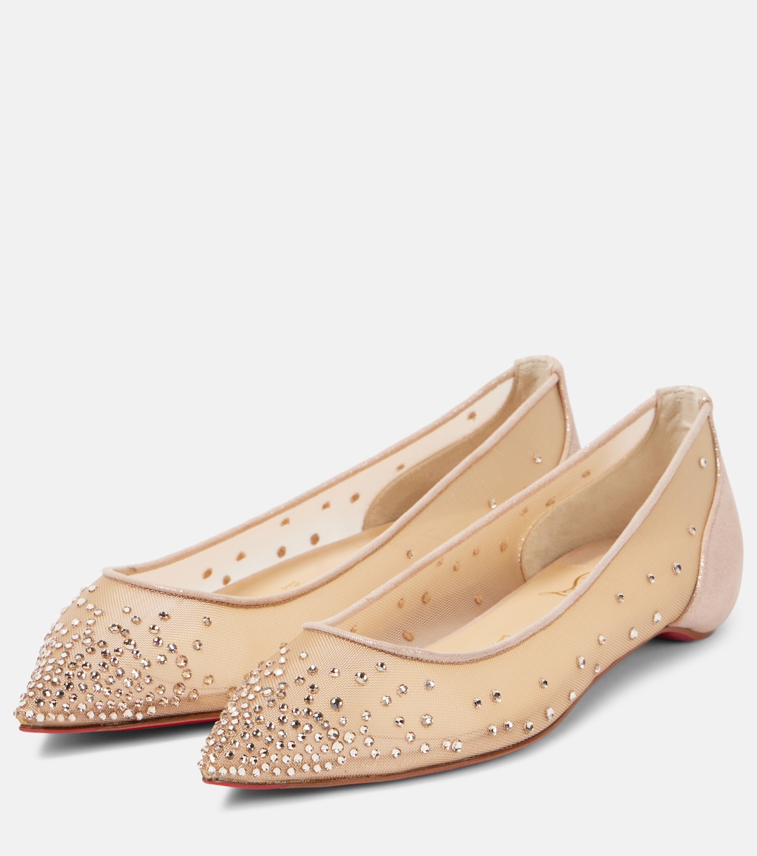 Scarpe ballerina in mesh con strass firmate Christian Louboutin - Modello Follies per uno stile giovane e glamour
