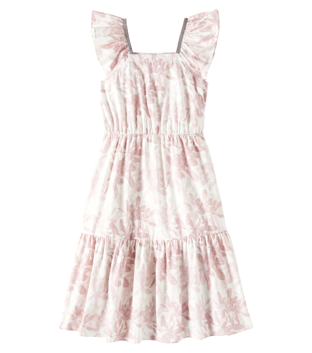 Abito in popeline di cotone con monili | Brunello Cucinelli Kids