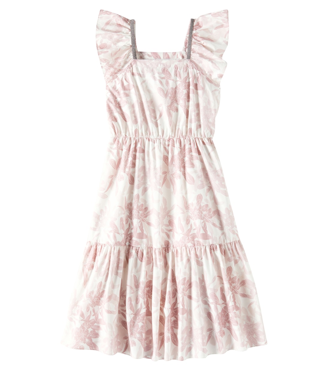 Abito in popeline di cotone con monili | Brunello Cucinelli Kids