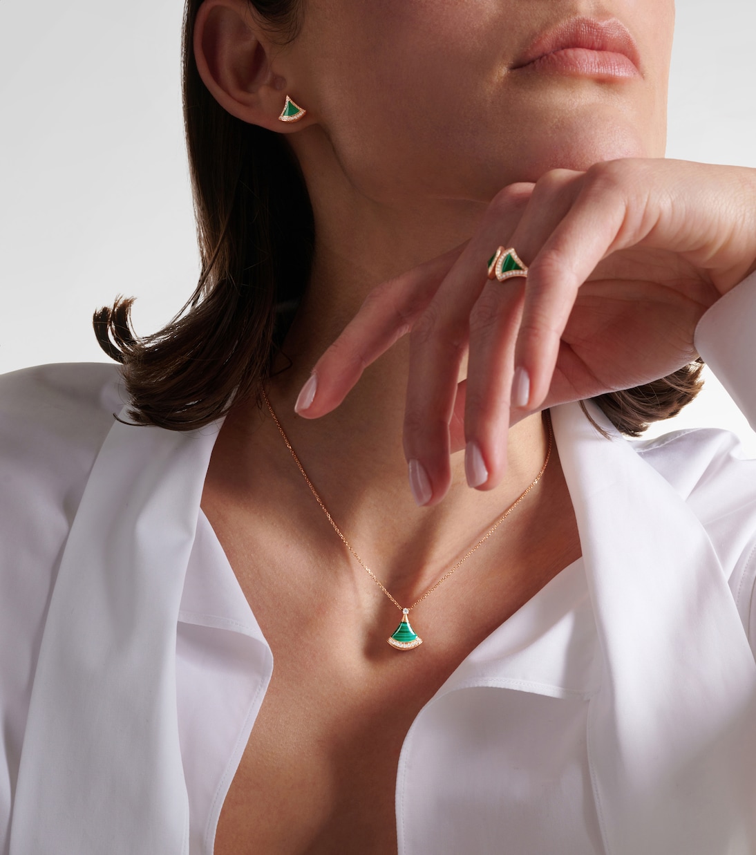 Collier Divas' Dream en or rose 18 ct, diamants et malachite | Bvlgari