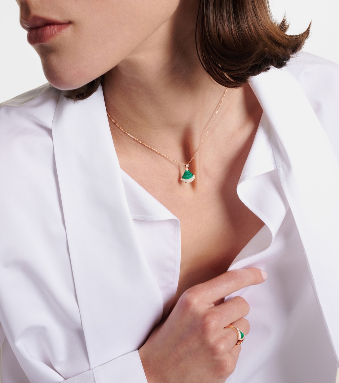 Collier Divas' Dream en or rose 18 ct, diamants et malachite | Bvlgari