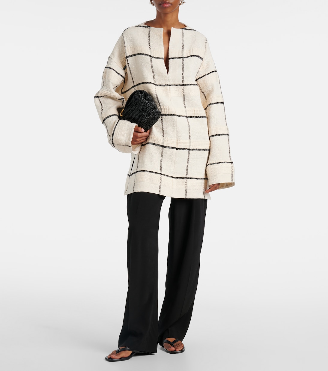 Checked cotton and linen-blend canvas tunic | Toteme