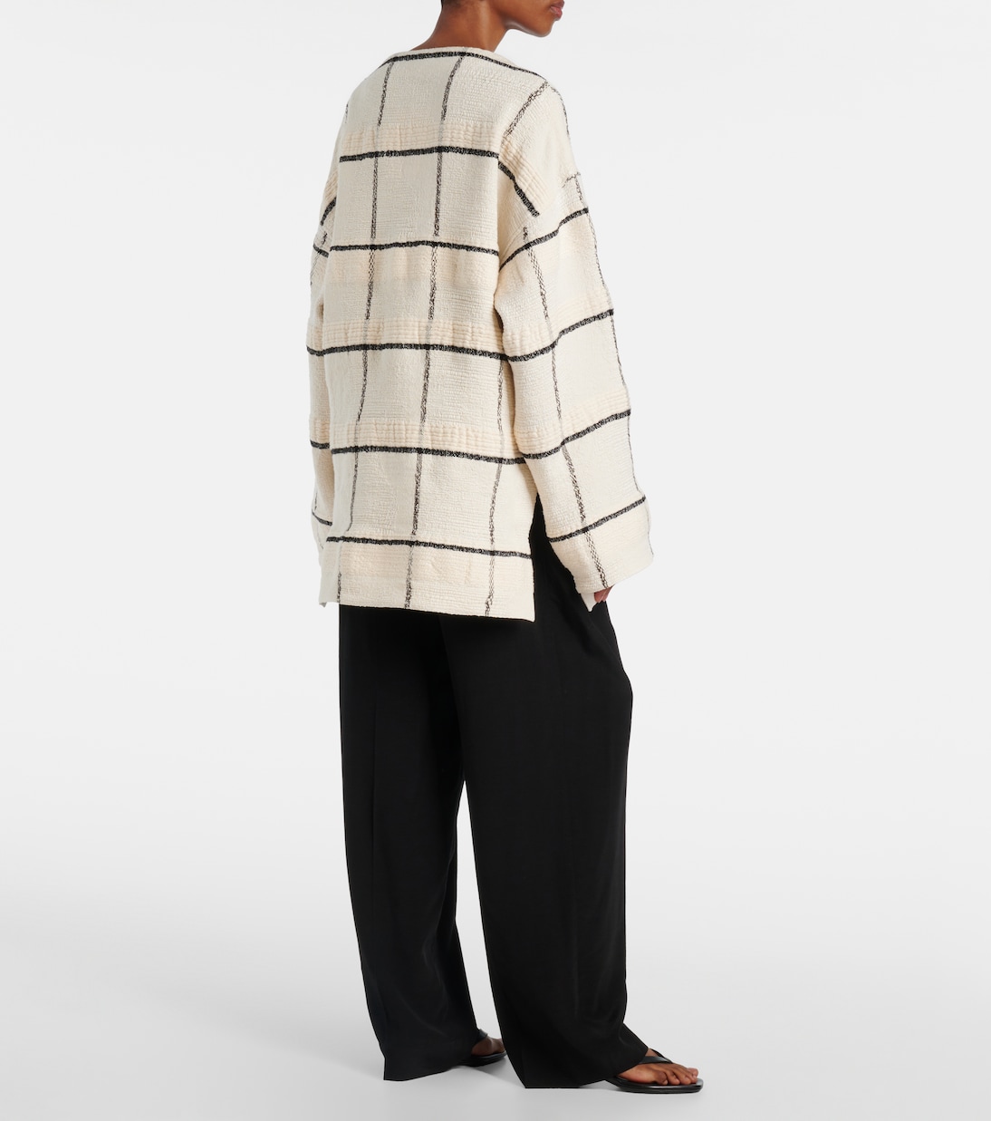 Checked cotton and linen-blend canvas tunic | Toteme