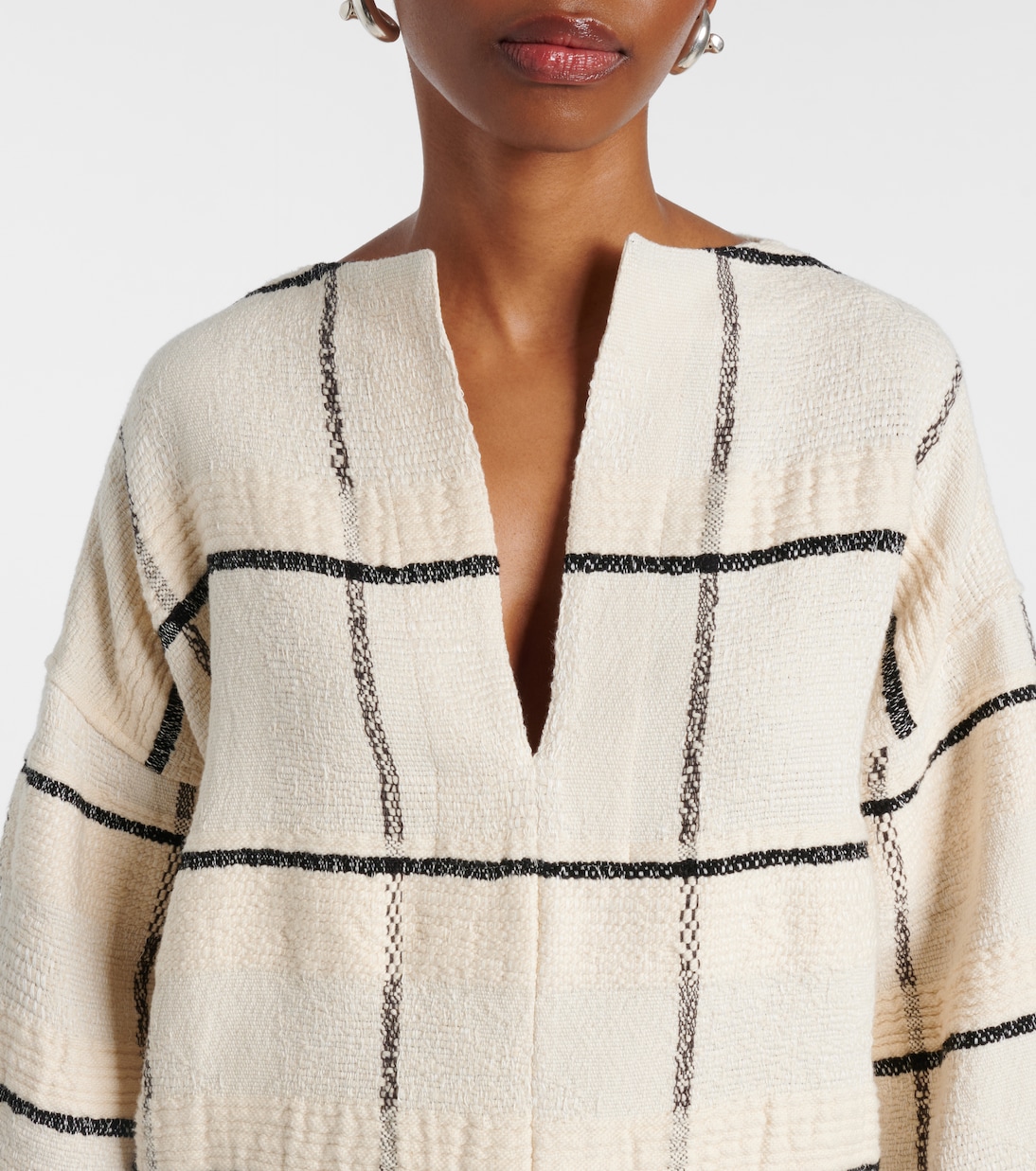 Checked cotton and linen-blend canvas tunic | Toteme