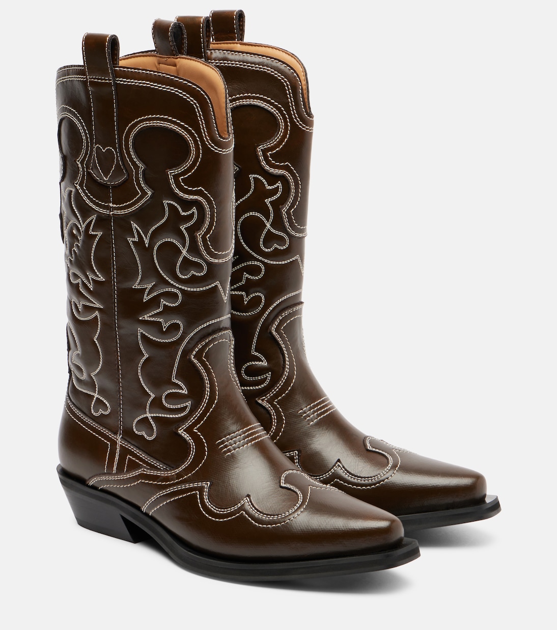 Bottines santiags Mid Shaft brodées | Ganni