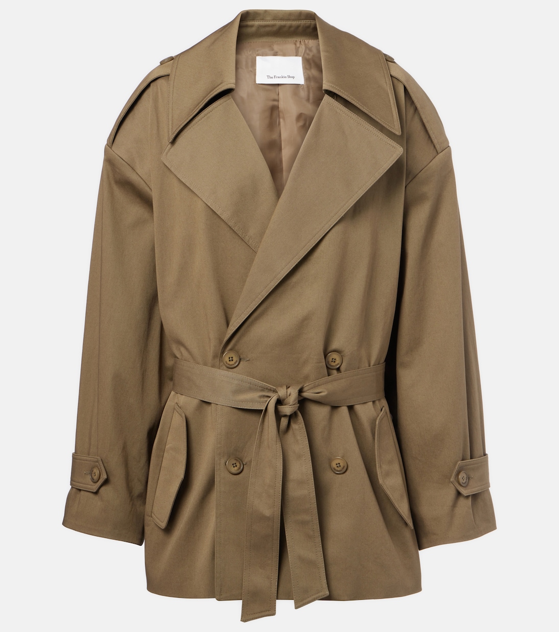 Zurich oversized cotton cropped trench coat | The Frankie Shop