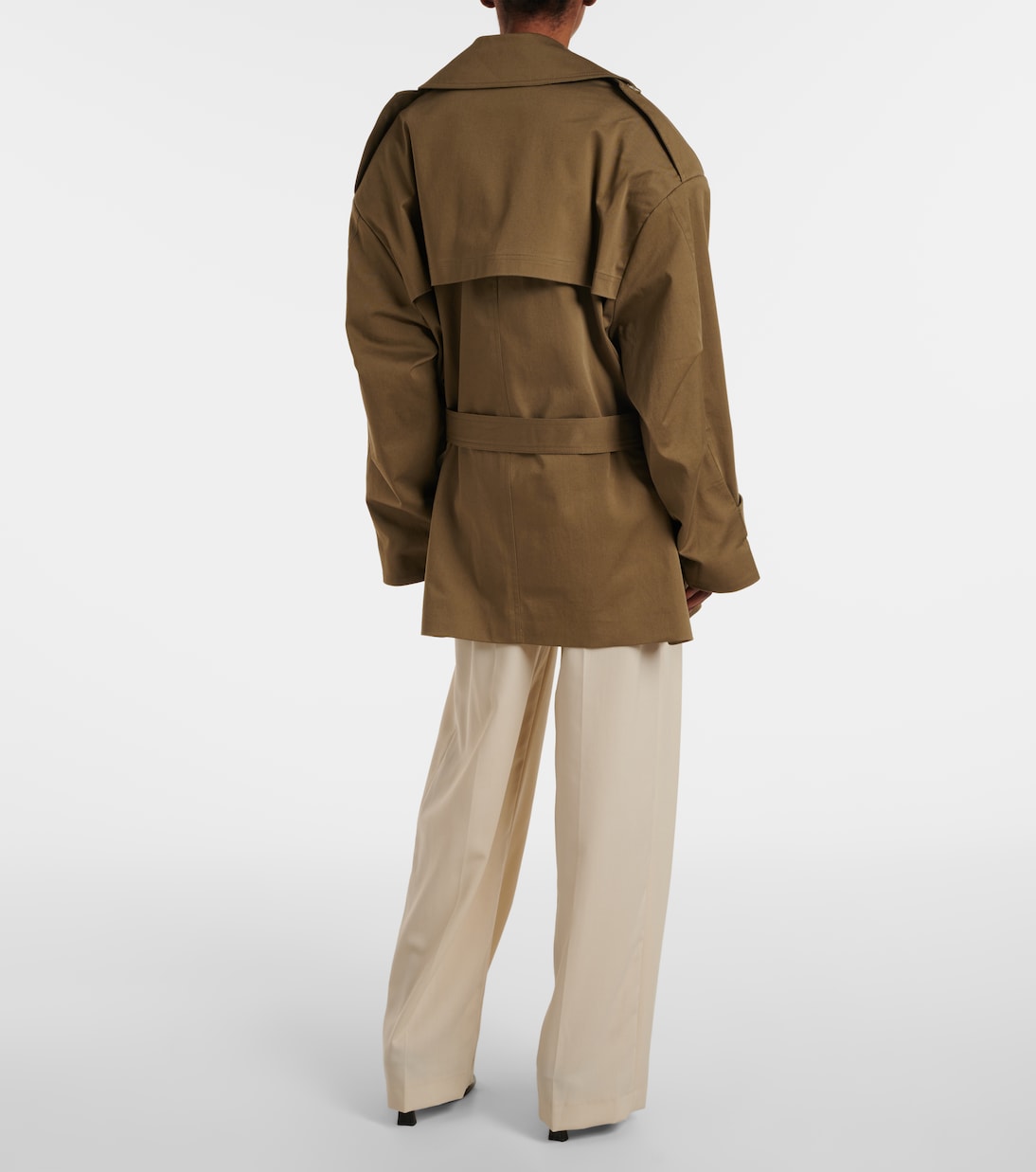 Zurich oversized cotton cropped trench coat | The Frankie Shop