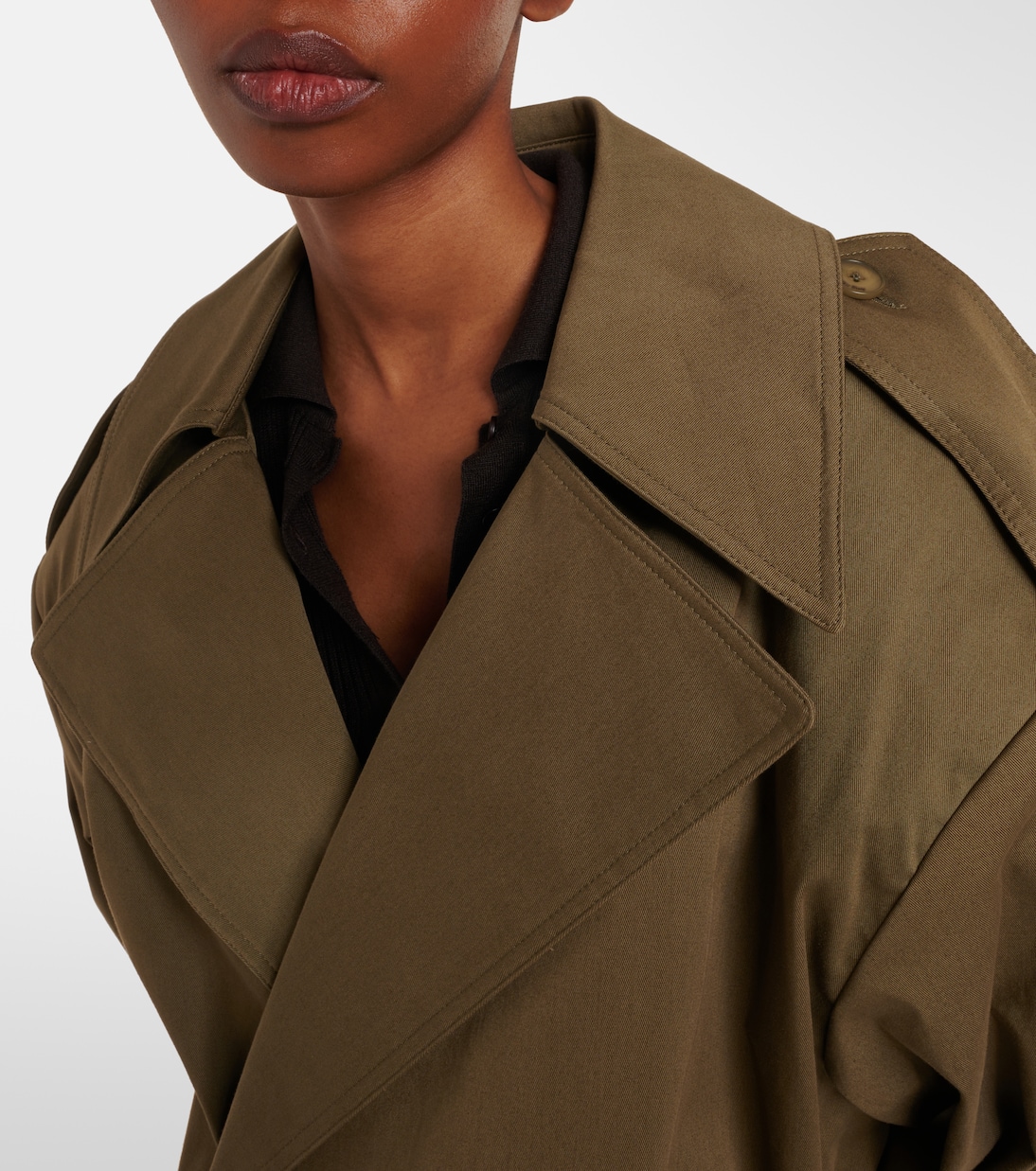 Zurich oversized cotton cropped trench coat | The Frankie Shop
