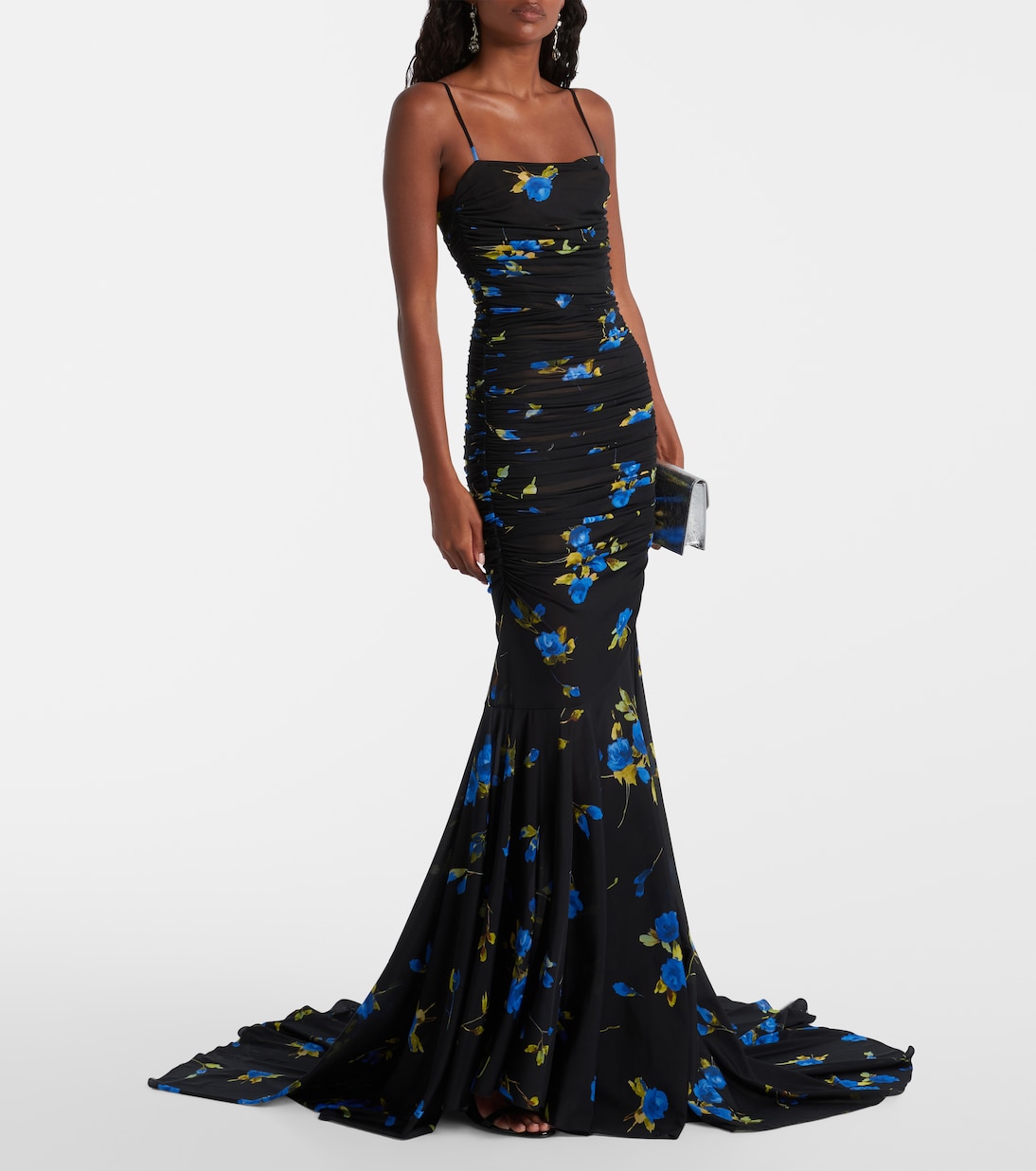 Abito lungo in jersey con stampa floreale | Blumarine