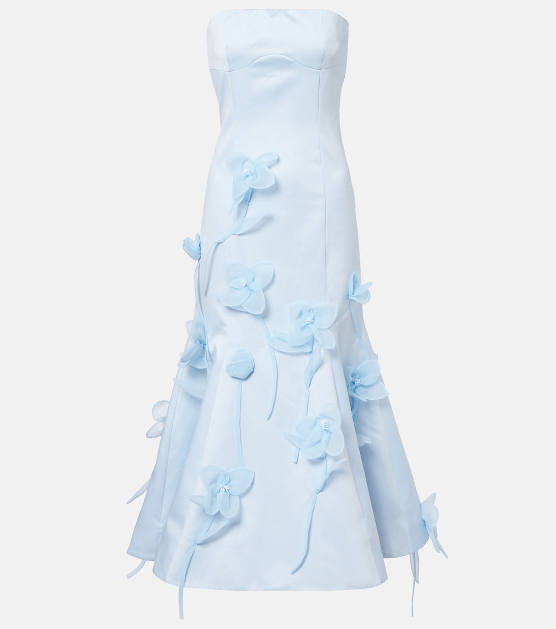 Floral-appliqué strapless gown | Rotate