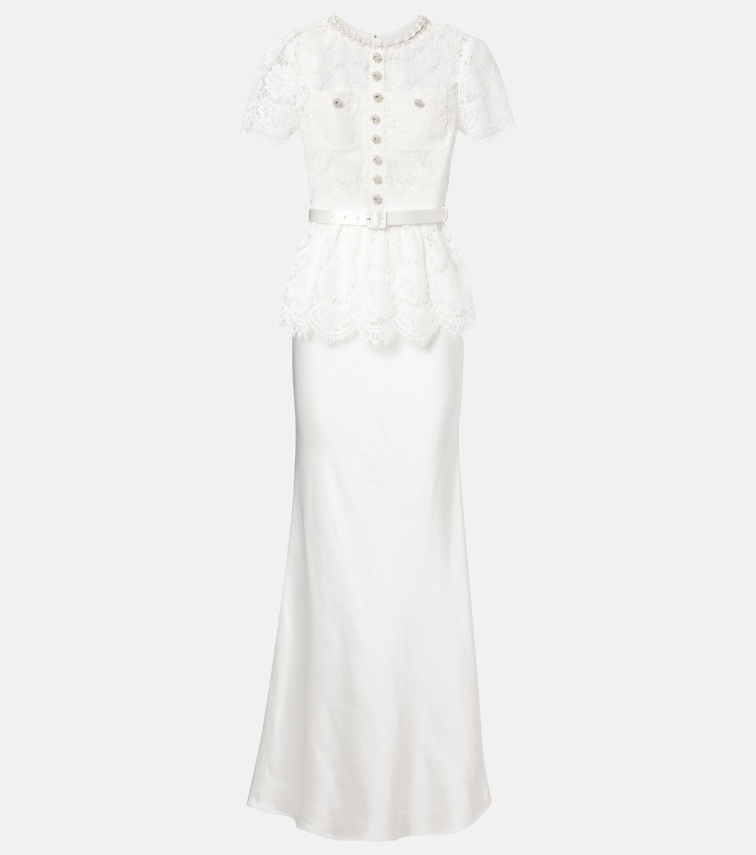 Bridal embellished lace satin gown | Self-Portrait