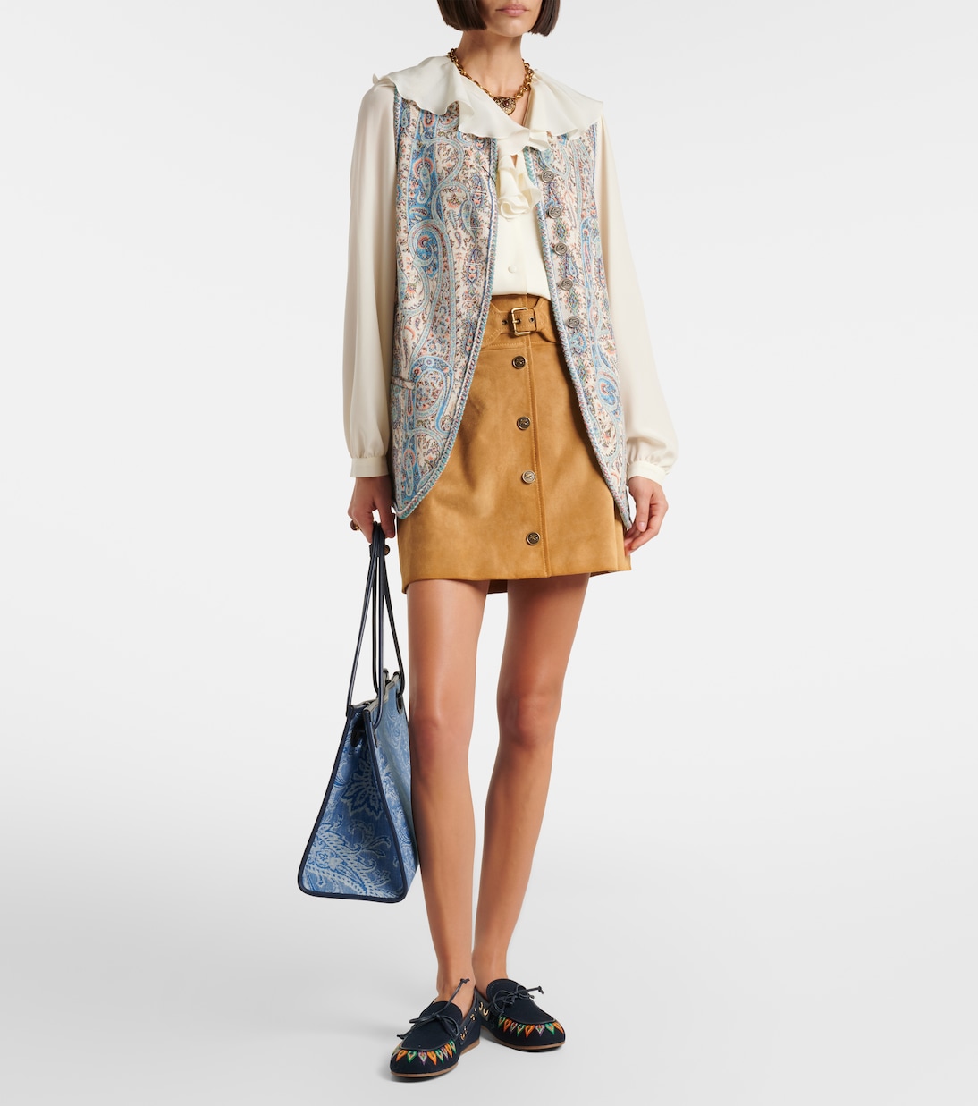 Eyes Medium denim jacquard tote bag | Etro