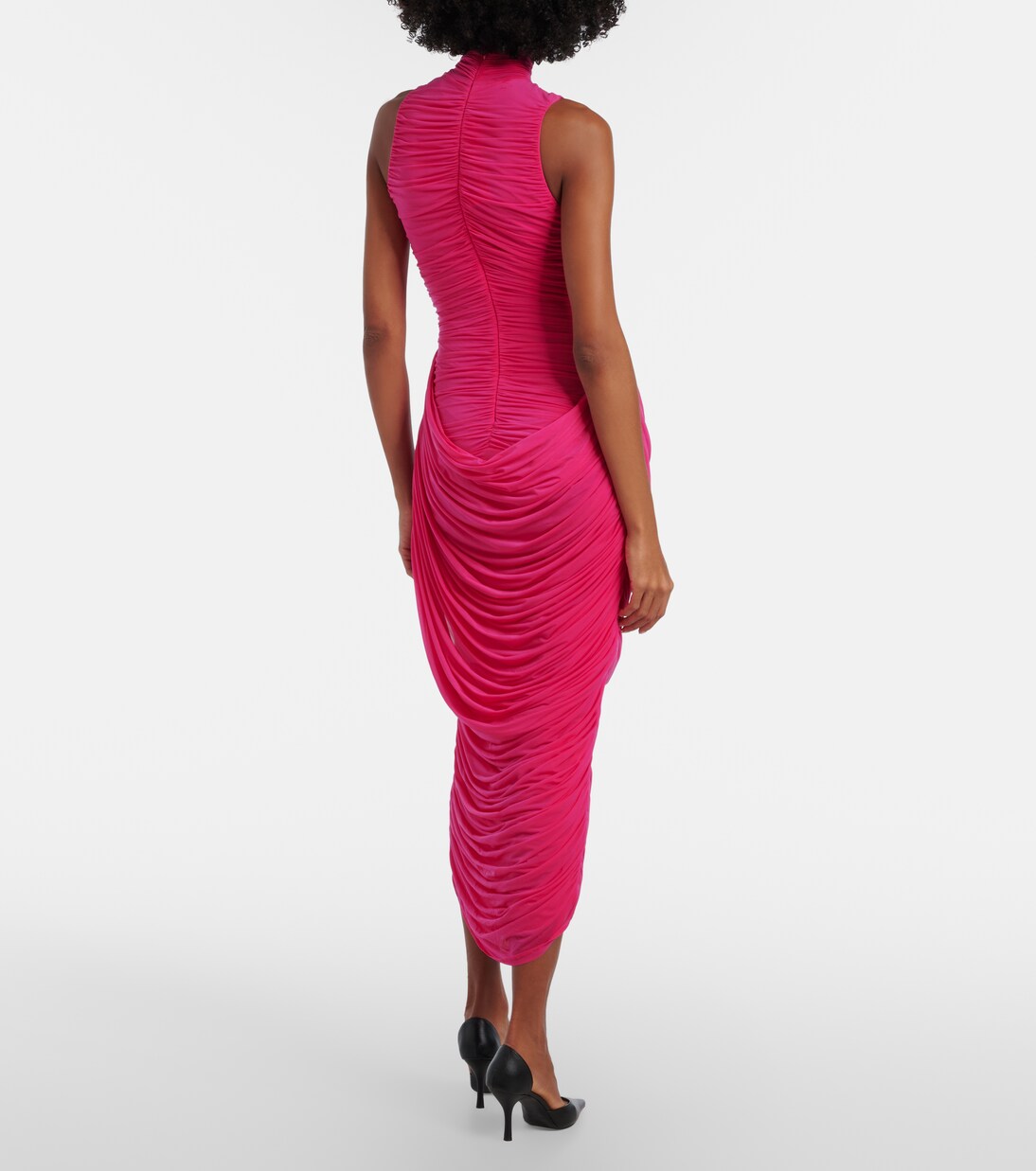 Draped floral-appliqué midi dress | Magda Butrym