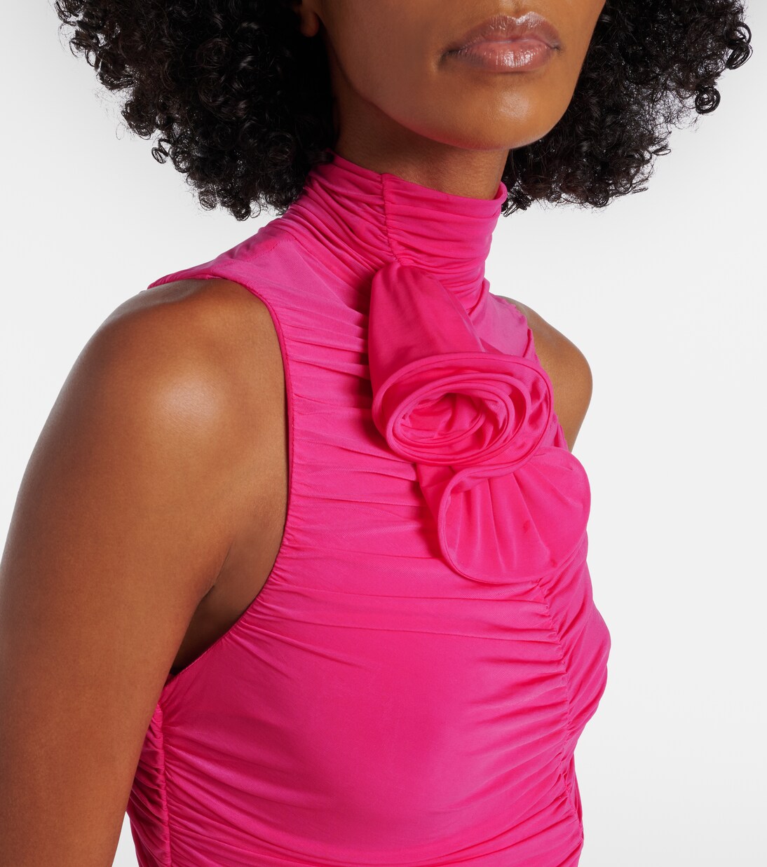 Draped floral-appliqué midi dress | Magda Butrym