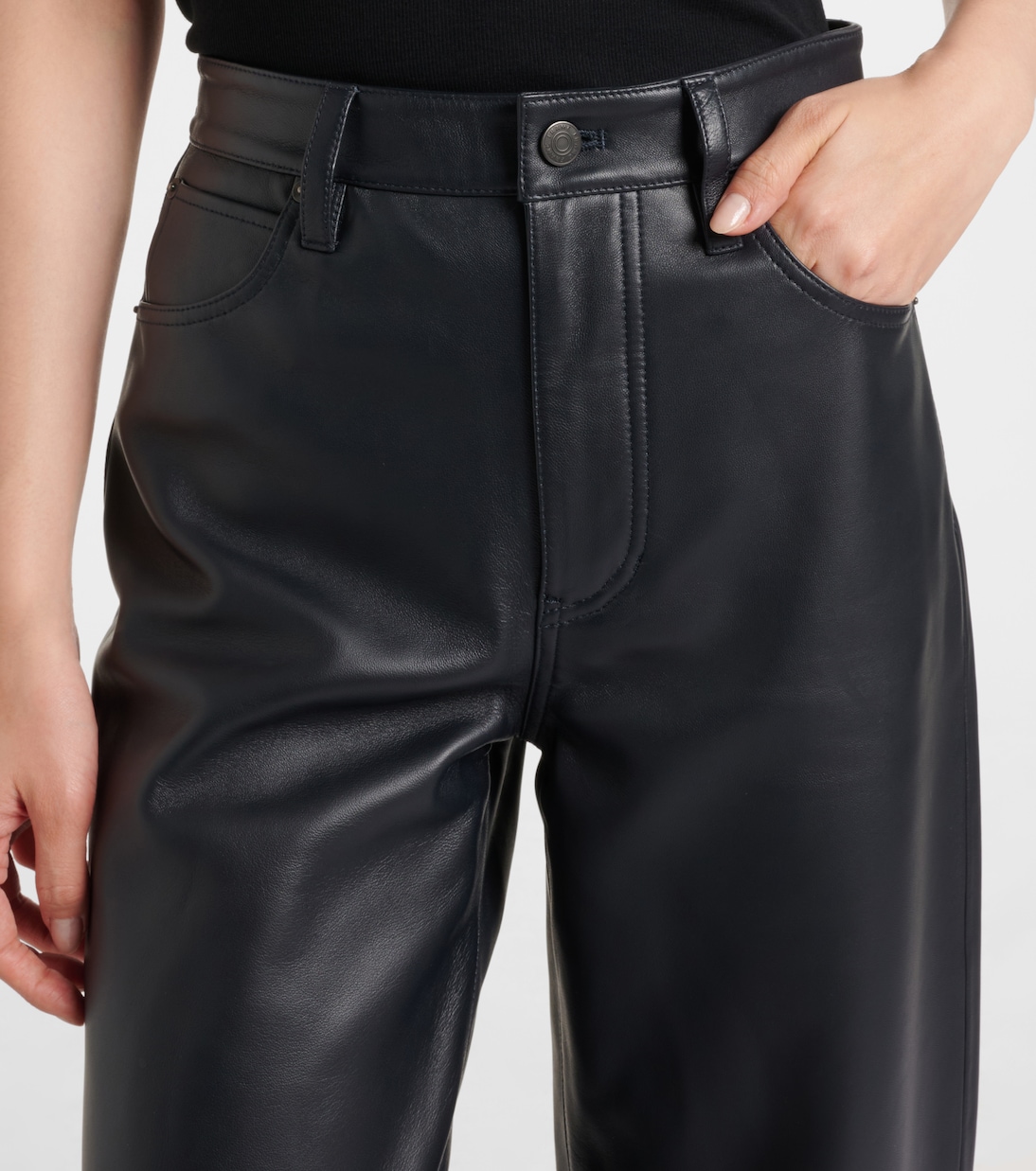 Neat leather straight pants | Frame