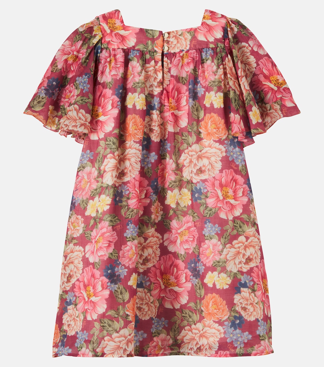 Floral ruffled cotton and silk dress | Chloé Kids