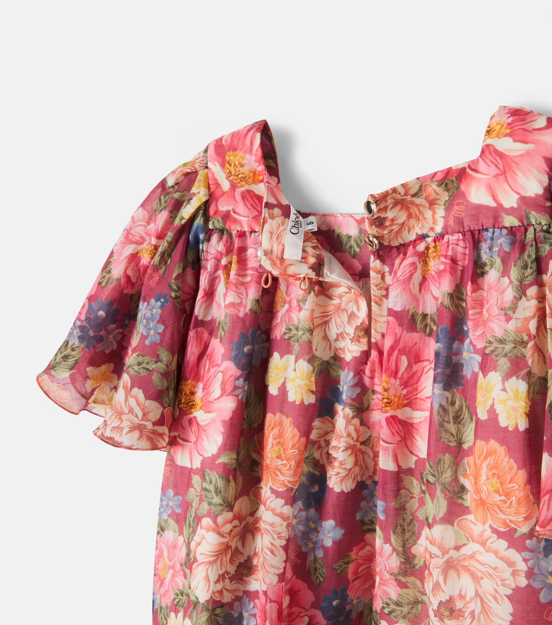 Floral ruffled cotton and silk dress | Chloé Kids
