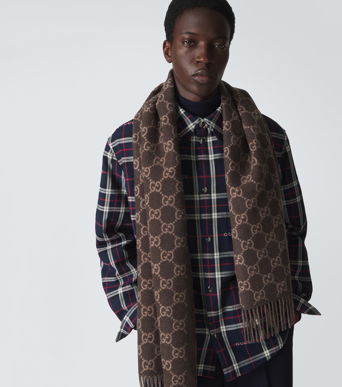 Bufanda de cachemir con GG y flecos | Gucci