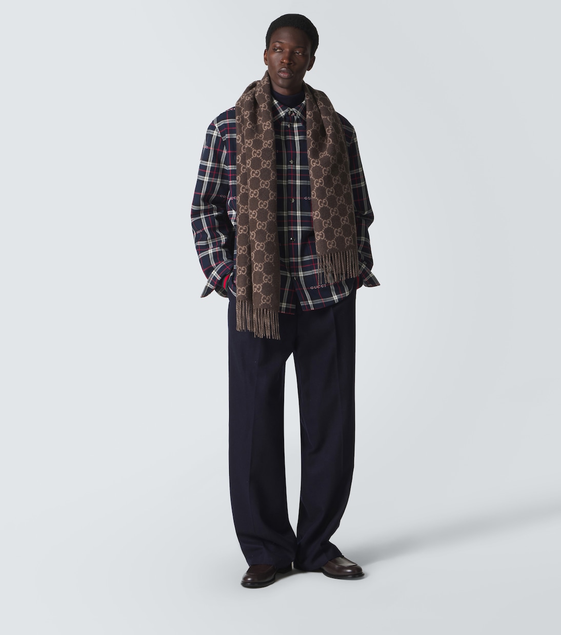 Bufanda de cachemir con GG y flecos | Gucci