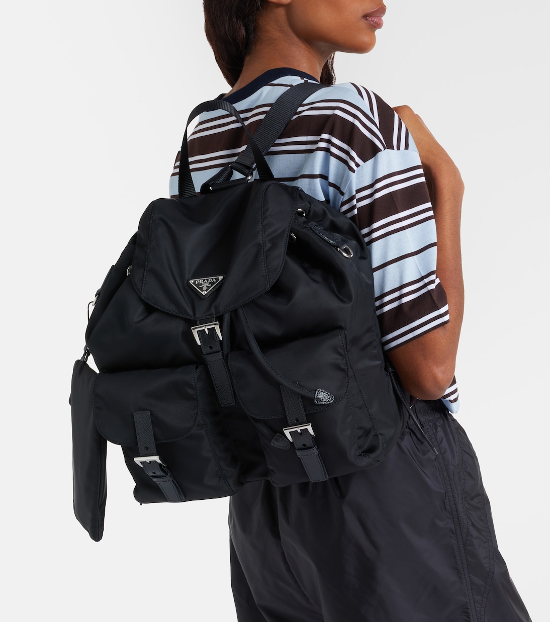Re-Nylon Medium leather-trimmed backpack | Prada