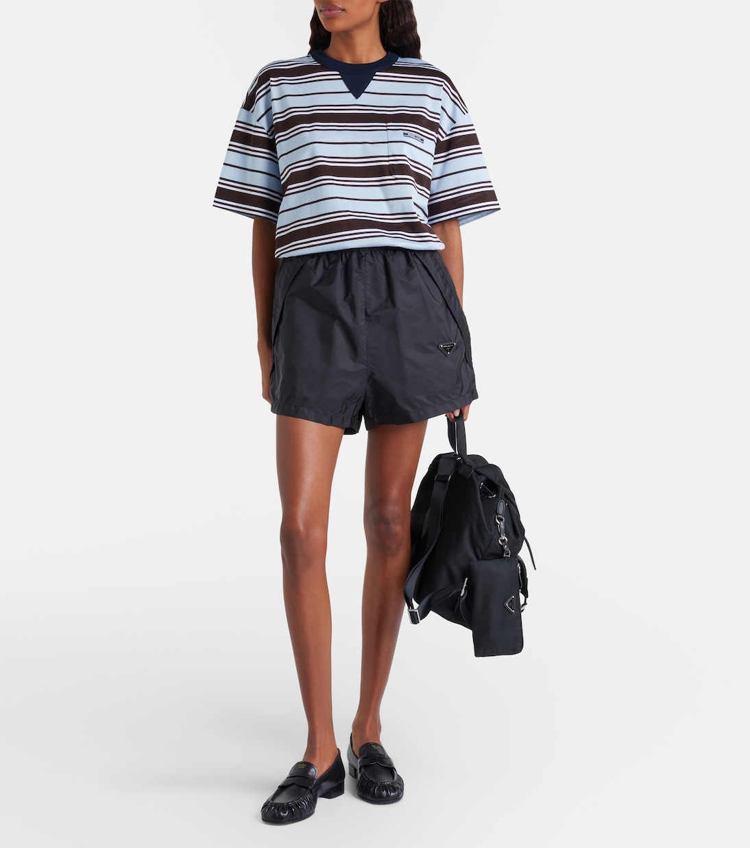 Re-Nylon Medium leather-trimmed backpack | Prada