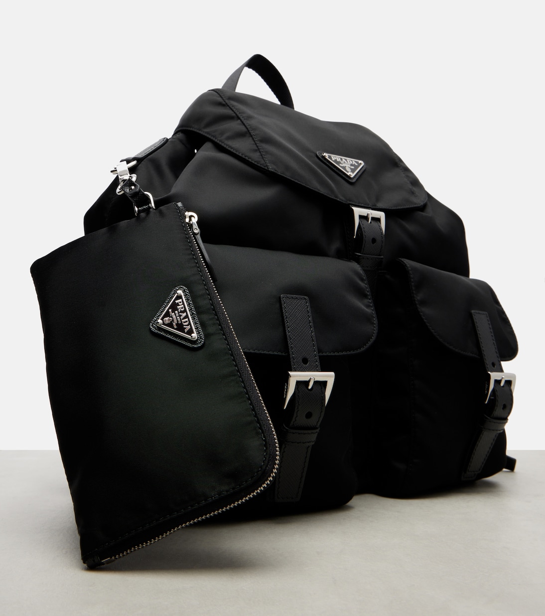 Re-Nylon Medium leather-trimmed backpack | Prada