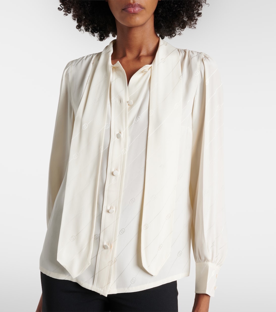 Interlocking G silk crêpe satin blouse | Gucci
