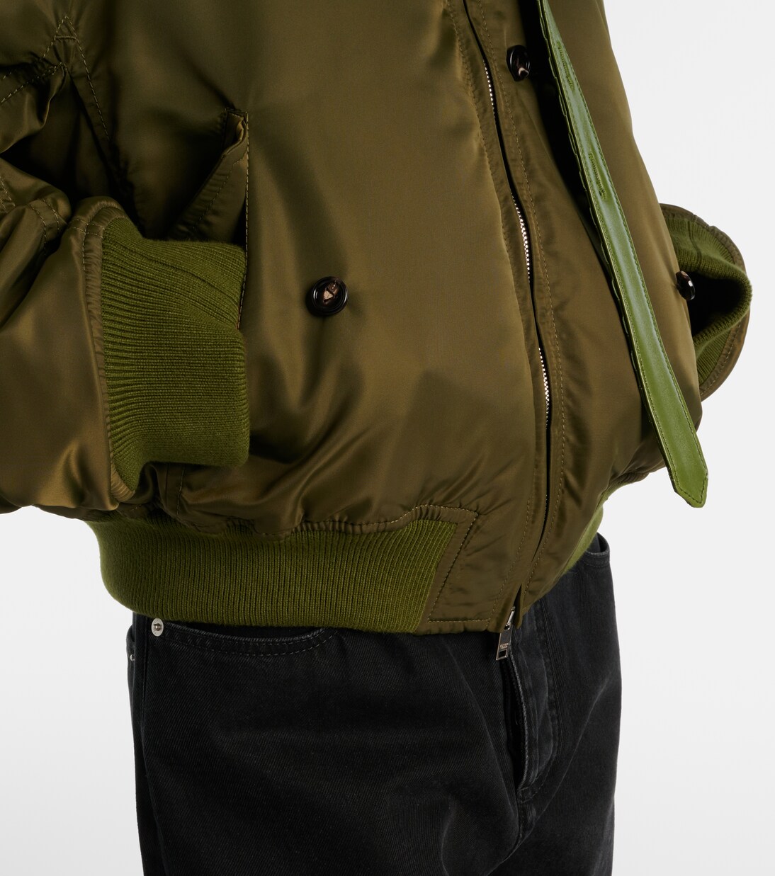 Intrecciato leather-trimmed bomber jacket | Bottega Veneta