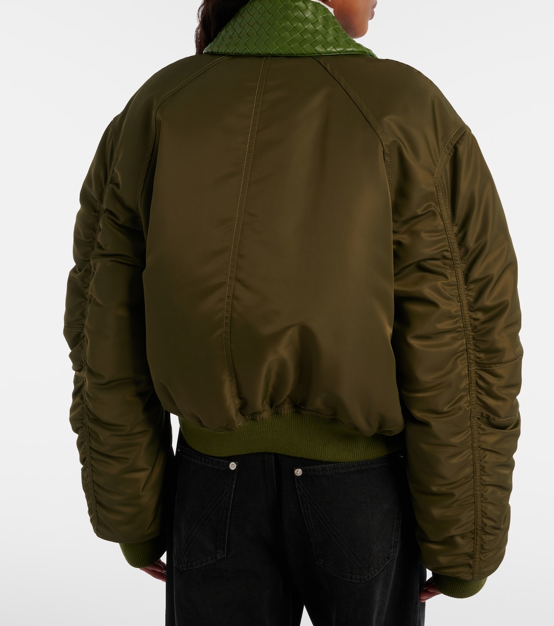 Intrecciato leather-trimmed bomber jacket | Bottega Veneta