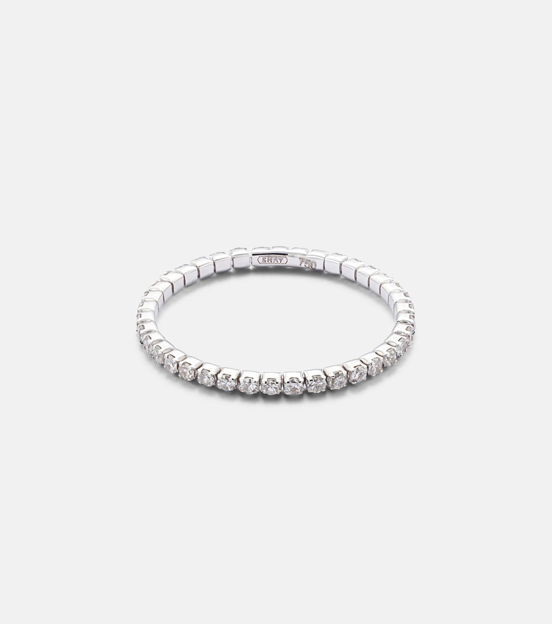 Anello in oro bianco 18kt con diamanti, stile Single Thread, per giovani alla moda