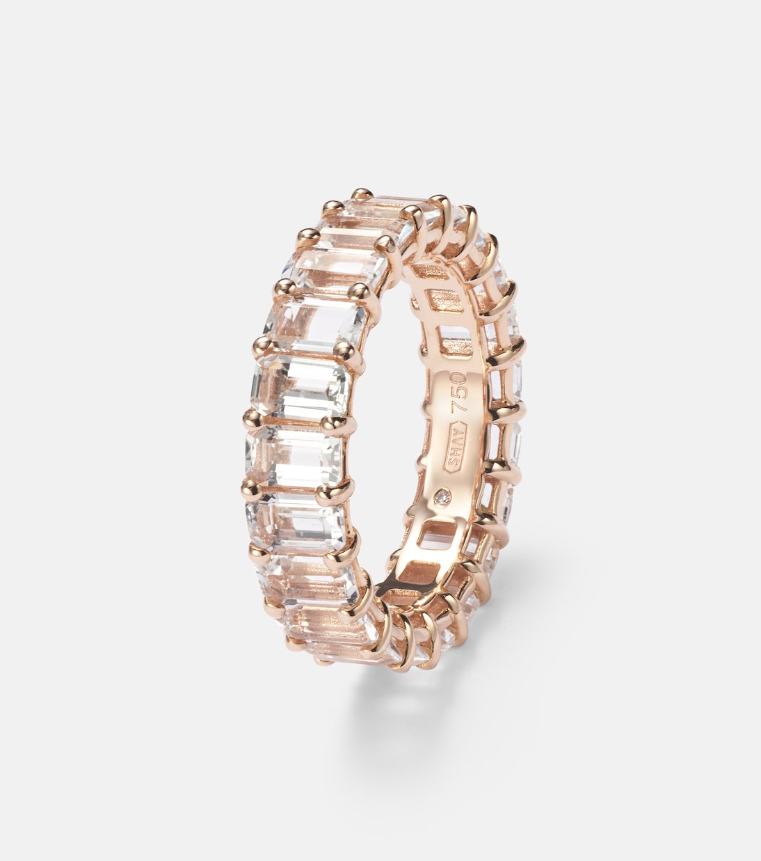 Anello Eternità in Oro Rosa 18kt con Topazio, Gioiello Moderno per Giovani Stilisti