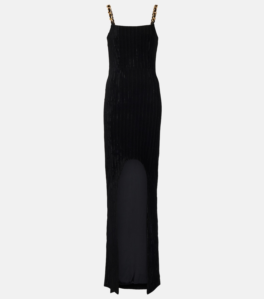 Geripptes Maxikleid aus Samt | Balmain