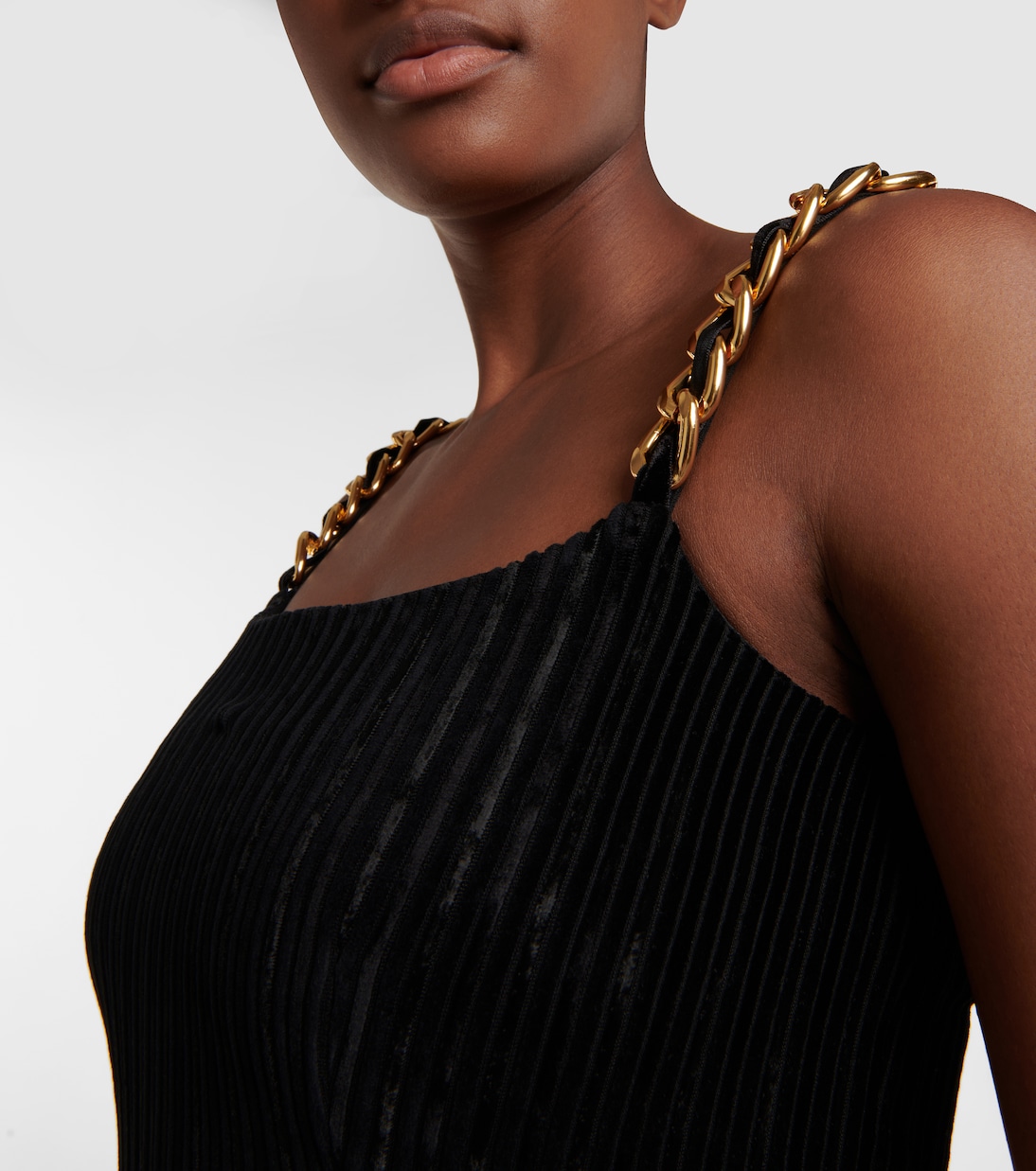 Geripptes Maxikleid aus Samt | Balmain