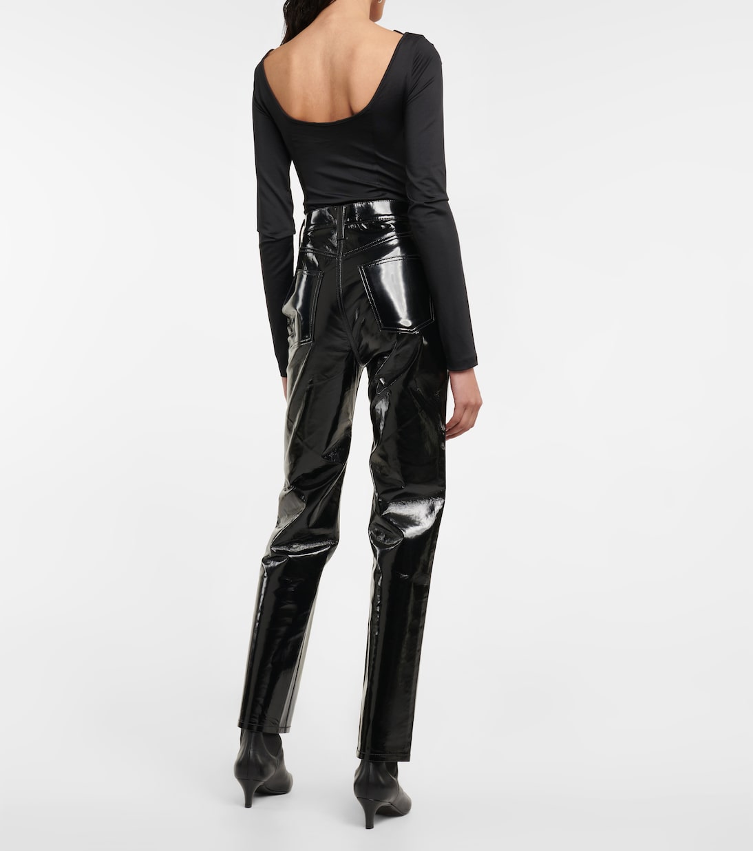 90s Pinch Waist leather-blend pants | Agolde