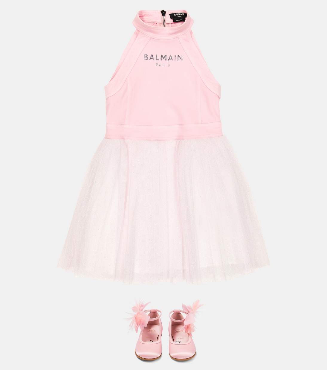 Ballerine Anemonina in raso con piume | Christian Louboutin Kids