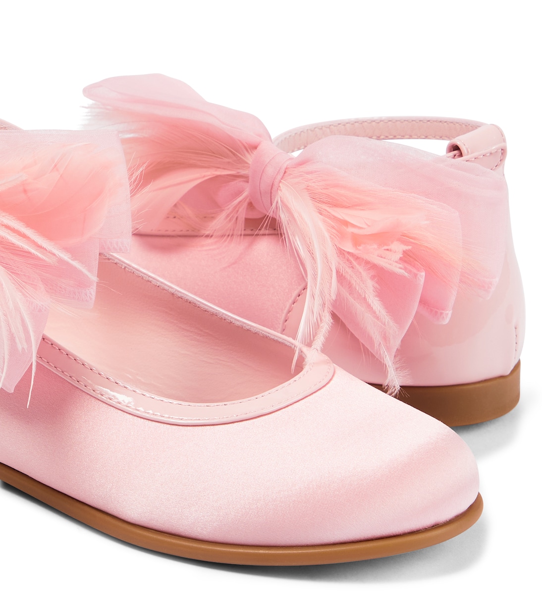 Ballerine Anemonina in raso con piume | Christian Louboutin Kids