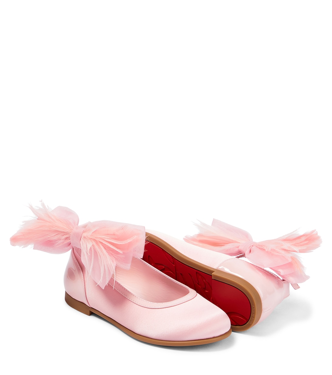 Ballerine Anemonina in raso con piume | Christian Louboutin Kids
